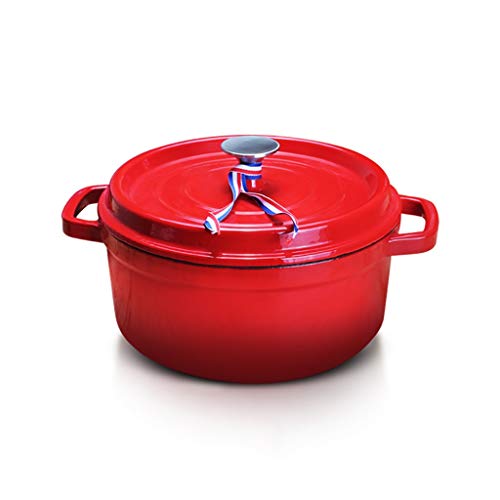 Xin Firma de Hierro Fundido esmaltado Cubierto Horno holandés, Olla con Tapa y perillas Incluido - 24 cm, 4 litros, Antiadherente cocción Lenta Esmalte de jugos Artículos for cocinar (Color : A)