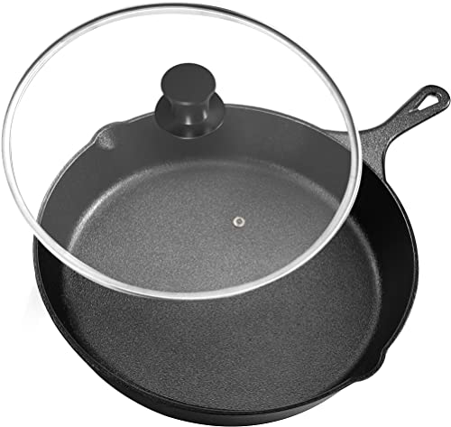 KICHLY Sartén hierro fundido engrasada - Sartén - Utensilios de cocina para parrilla segura para uso en interiores y exteriores - Sartén de hierro fundido de 8 pulgadas (20 cm)