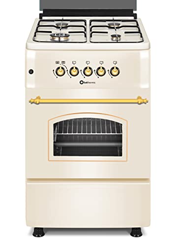 SOLTHERMIC 50 CM ANCHO F5S40G2 COCINA GAS COLOR CREMA CON MANDOS DORADOS / 4 FUEGOS CON ENCENDIDO AUTOMATICO/GAS BUTANO Y GAS CIUDAD/ALTA GAMA