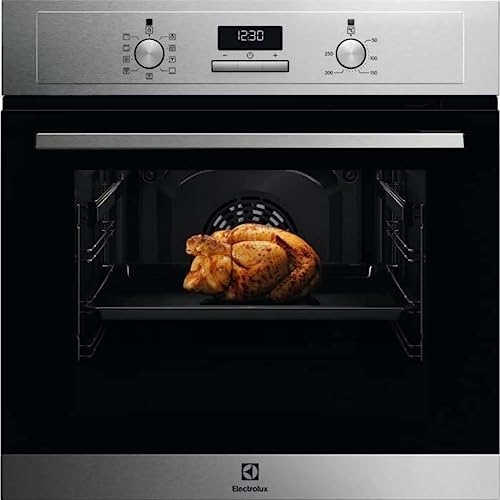 Electrolux EOF3H50BX Horno Multifunción con limpieza fácil, 9 funciones, Grill, Calentamiento rápido, Temporizador LED, Seguridad infantil, Cocción en 2 niveles, 65 Litros, Inox, Clase A