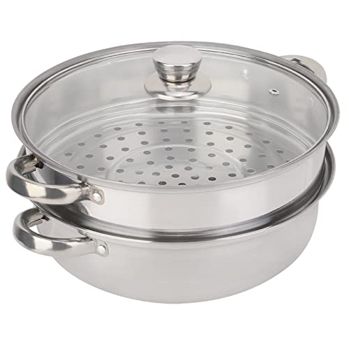 Olla vapor, Steam cooker, Olla vaporera, Vaporera cocinar vapor, Vaporera de 2 capas, 27cm Vaporera electrica cocinar vapor, Juego de ollas de vapor para cocinar pescado y camarones al vapor