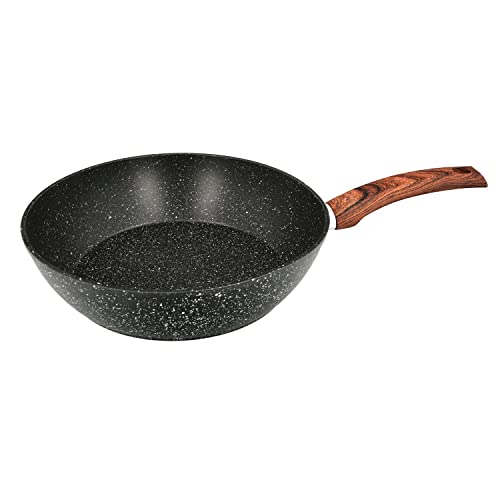 ORYX Sarten Honda Aluminio Forjado Antiadherente Ø 28x7,5 cm. Mango Engomado / 5 capas/Acabado Piedra/Para Todo Tipo de Cocinas