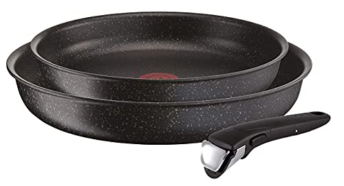 Tefal St Ingenio 5 Authentic non-stick inducción – Juego de 2 sartenes y 1 mango, aluminio, negro, 35 x 31 x 8 cm