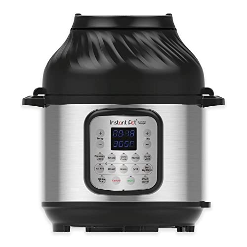Instant Pot Duo Crisp + Air 11 en 1 Olla a Presión Multiusos y Freidora de Aire con Función de Vaporera, Deshidratadora, Parrilla y Cocción Lenta, 5.7 l, Color Plata