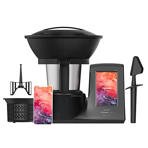 Taurus Mycook Touch Black Edition - Robot de Cocina con wifi, 1600W, 2L, hasta 140º, multifunción, miles de recetas gratuitas e ilimitadas, app mycook, conectividad con tu smartphone, Vaporera, Negro