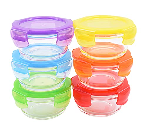 ARSUK Recipientes para Comida de bebé, Contenedores de conservación de alimentos, Refrigerar y Microondas,100% a Prueba de Fugas sin BPA (6 piezas - 200ml)