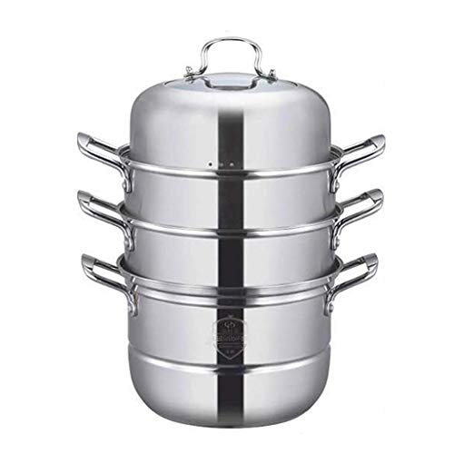 JY&WIN Olla de Vapor/Olla de Sopa, vaporizador doméstico de Acero Inoxidable 304 de 4 Capas, Adecuado para Estufa de Gas/Cocina de inducción (28-36 cm), para 4-12 Personas (tamaño: 30 cm)