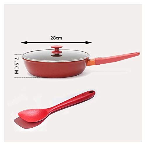 WJJ Wok Antiadherente Wok, Antiadherente Wok Hogar Antiadherente Wok Pan Pan De Utensilios De Cocina De Gas Cocina De Inducción General, Aleación De Aluminio, 2 Tamaño Wok Induccion (Size : 28cm)