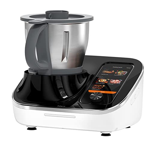 TOKIT Omni Cook Robot Procesador de alimentos 21 en 1 Pantalla táctil de 7'' incorporada Recetas guiadas Prelimpiador, Picador, Exprimidor, Batidora, Mezclador, Pesador, Sous-Vide, Triturador de hielo