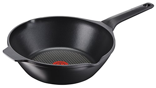 Tefal Aroma - Wok de aluminio fundido, 28 cm, recubrimiento titanio antiadherente y thermosport, aptas para todo tipo de cocinas, base gruesa adecuada para inducción, picos vertedores y asas de apoyo