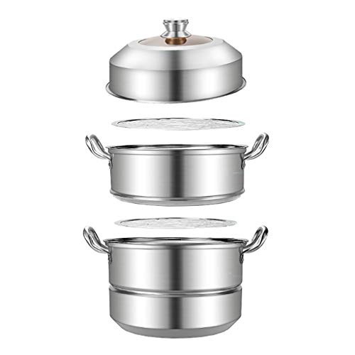 Pot / 3 Capas De Vapor De 3 Capas, Taza De Sopa De Acero Inoxidable 304 De Acero Inoxidable (28-40 Cm), For 2-12 Personas, For Cocina De Gas/Cocina De Inducción (Size : 34cm)
