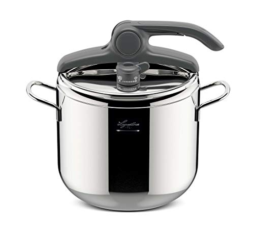 Lagostina Irradial Control Lagoeasy'UP Olla a Presión 7 L en Acero Inoxidable 18/10 Ø 22 cm, Olla Inducción y Gas, Apertura Fácil de la Tapa, Base de Triple Capa Irradial Plus