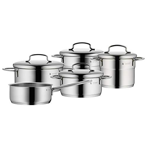 WMF - Bateria de cocina Mini (5 piezas) acero inoxidable, 1 x Cacerola con tapa Ø 14 cm, 1 Cacerola con tapa Ø 16 cm, 1 Cacerola con tapa Ø 12 cm, 1 Cacerola con tapa Ø 14 cm, 1 Cazo de 16 cm
