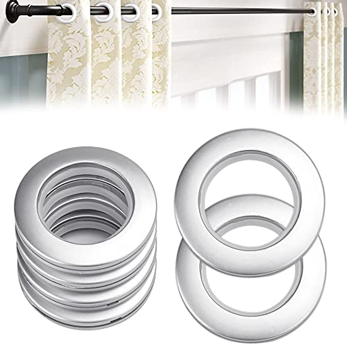 QUCUMER 20 Argollas Plásticas para Cortinas 40mm Ollaos para Cortinas a Presion Diámetro Interno Anillos Ojales para Cortinas con Anandela Dentro para Cortinas de Tela Sala Baño Dormitorio (Plateado)
