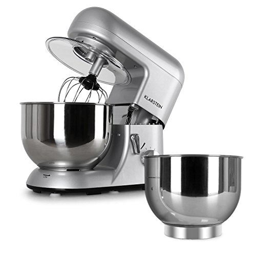 Klarstein Bella Argentea Set Robot de cocina y accesorios (1200W de potencia, velocidad ajustable, acero inoxidable) - plateado