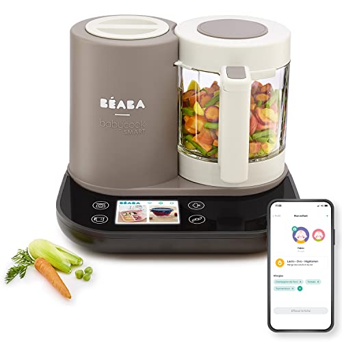 Béaba - Babycook Smart - Robot de Cocina Conectado Bebé - Báscula integrada - Materiales Sanos - Gran capacidad 2,25L - Cocción Suave - Pantalla táctil/Aplicación - gris