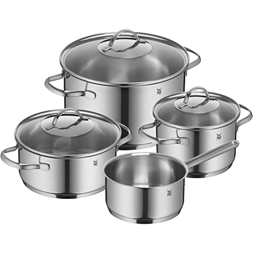 WMF Provence Plus - Batería de Cocina, Acero Inoxidable Cromargan, Tapas de Cristal, Apta para Todo Tipo de Cocinas, 4 Piezas