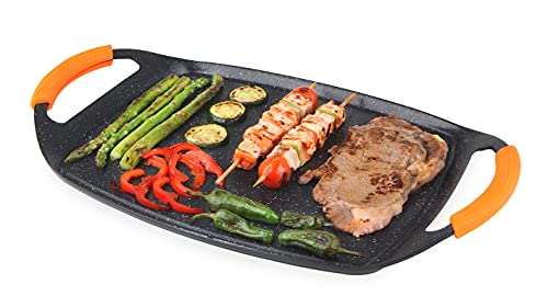 Orbegozo GDB 4700 - Plancha grill de aluminio fundido, revestimiento antiadherente, asas de goma, apta para lavavajillas, libre de PFOA