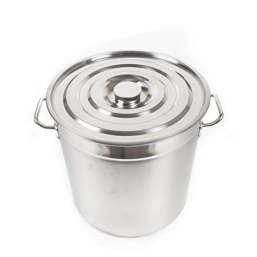 LENJKYYO Cazuela grande de acero inoxidable con tapa para restaurante