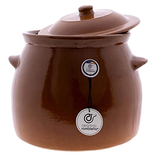 CERÁMICA RAMBLEÑA | Olla barro refractario | Olla fuego directo | Olla cerámica tradicional | Olla para pucheros | Olla para guisos | Olla de 10 litros