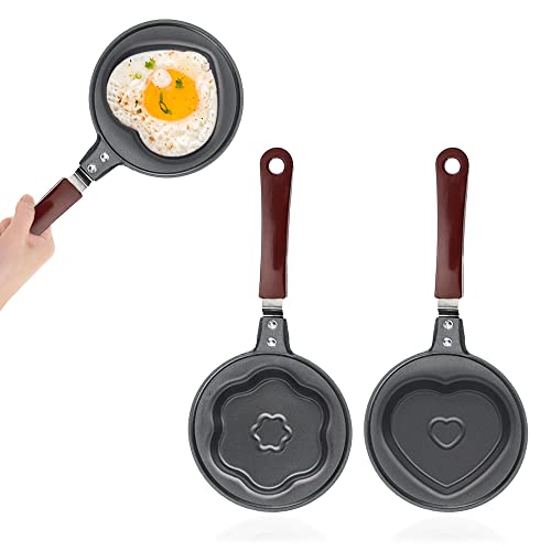 2 Piezas Mini Sartén Pequeña Induccion Sarten Huevo Frito Antiadherente 12cm Sarten para Tortillas Portátil Sarten Pancakes con Mango De Seguridad Aislante para huevos Pan JamóN y mini Panqueques