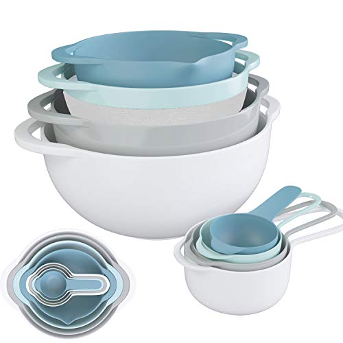 YINGJEE Cuencos Cocina 8 Piezas Bol Reposteria, Cuencos Apilables Multifuncional Mixing Bowl Antideslizantes, Juego de Cuencos para Mezclar para Cocinar Ensaladas, Aperitivos, Frutas y Repostería