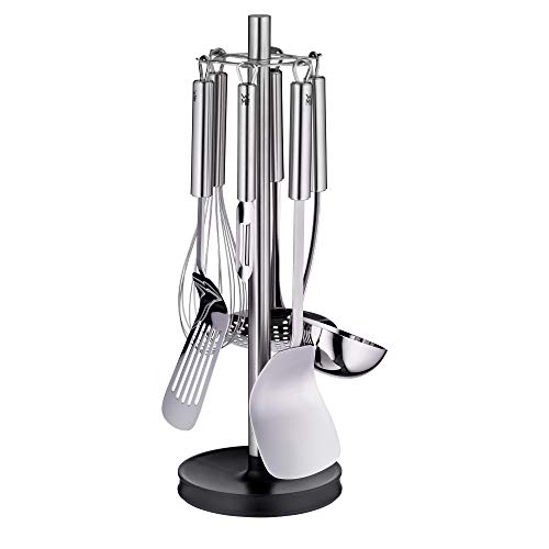 Wmf profi plus juego de cocina de 7 utensilios con soporte, acero inoxidable pulido.