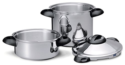 Kuhn Rikon Set Duromatic Top, Olla a Presión Super Rápida con Asas 8L /24 cm+cuerpo 4L, Olla Express Apta Inducción, Óptima Distribucion del Calor, Acero Inoxidable 18/10, Despresurización automática