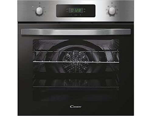 Candy Idea FIDC X605, Horno Multifunción, 65L, 2400W, 1 Bandeja y 2 Rejillas, Ventilador Radial, 9 Funciones, Temporizador, Display táctil, Puerta Doble Cristal Desmontable, Inox y Negro
