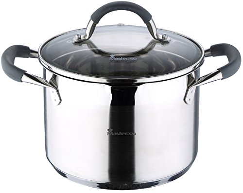 Bergner Masterpro sartenes de acero inoxidable 18/10, con Tapa, Full Inducción Disco Premium calidad, acero inoxidable, 1.8 Litres