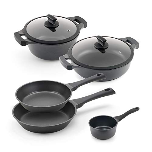 Metaltex XPERT- Batería de Cocina 5 Piezas Alumino Fundido. Antiadherente de Triple Capa ILAG Válida Para Todo Tipo de Cocinas Incluída Inducción, 5 Pzas.