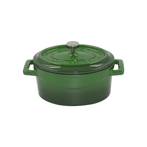 Ollas Agnelli cocción Lenta Oval Cazuela con Dos Asas, de Hierro Fundido, Verde, 0.4 litros