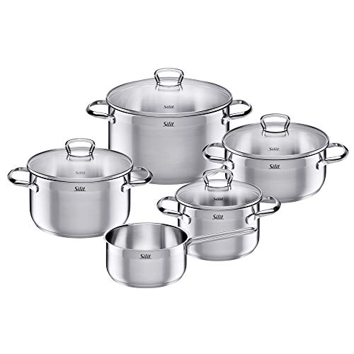 Silit 0021.6843.11 Toscana - Batería de Cocina (5 Piezas), Acero, Color Plata