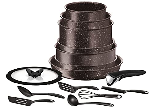 Tefal Ingenio Extreme-Batería de Cocina (15 Piezas), De Aluminio, marrón