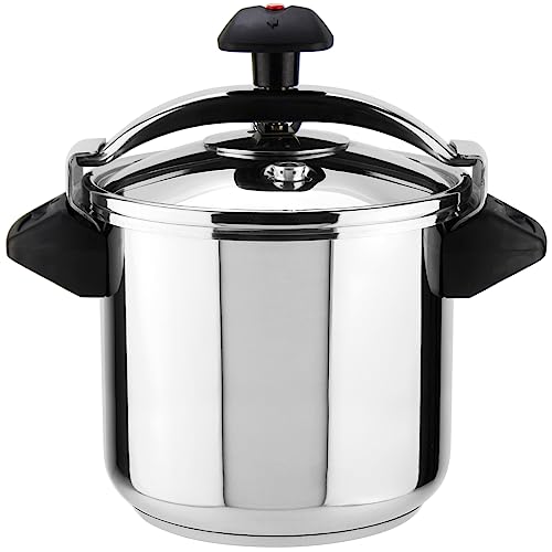 MAGEFESA ® Inoxtar Olla a presión rápida de 10 litros, Fabricada en Acero Inoxidable 18/10, Apta para Todo Tipo de cocinas, Incluido inducción, 3 Sistemas de Seguridad, Fondo termodifusor, Express