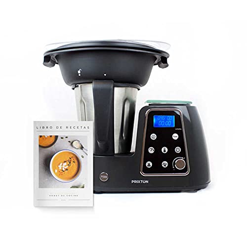 PRIXTON - Robot de Cocina Kitchen Gourmet, 1000 W, Múltiples Funciones, Pantalla LCD, 5 Menús Preestablecidos, Capacidad 2,5 L, Recetario Incluido