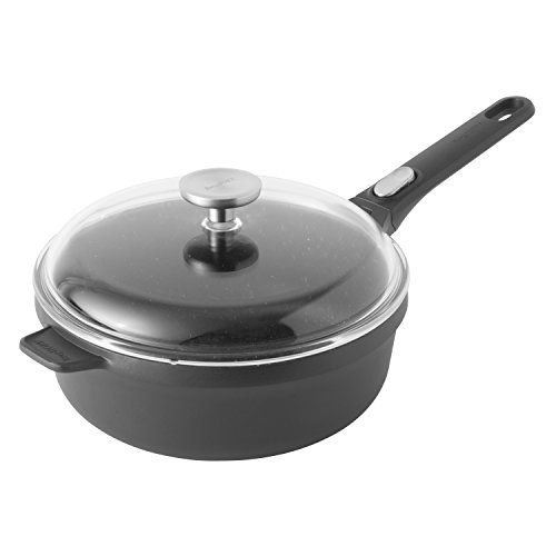Berghoff Gem Sartén antiadherente con revestimiento de cerámica con mango extraíble, aluminio fundido, negro, 48 x 25 x 12,5 cm