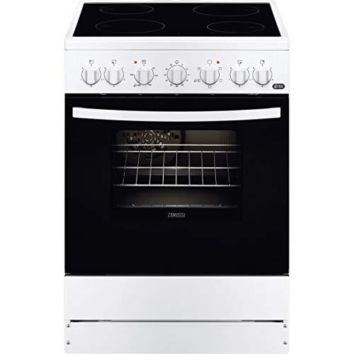 Zanussi ZCV65201WA Cocina independiente 85 x 60 x 60 cm, con placa vitrocerámica de 4 zonas, horno y grill eléctricos, multifunción de 5 programas, Clase A-10%, Blanco