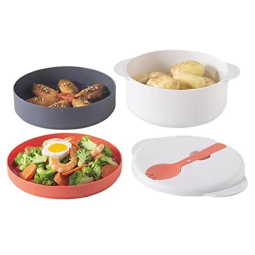 Suphyee vaporizador de microondas | Cocedor de Pasta apilable para microondas de Gran Capacidad | Olla Antiadherente para cocinar al Vapor, vaporera portátil para Preparar Comidas, Verduras, quinua