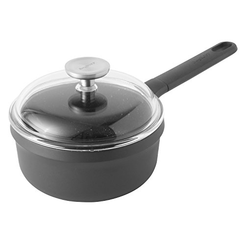 BergHOFF Gem - Cazo antiadherente con revestimiento de cerámica (18 cm, aluminio fundido, 37 x 19 x 15 cm), color negro