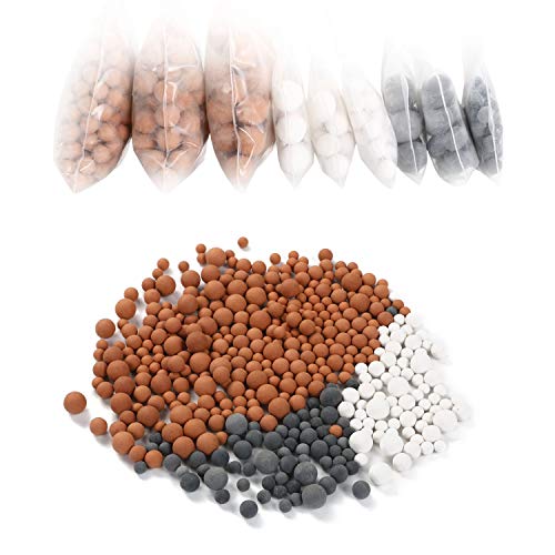 Vicloon Bolas Minerales, 9 Packs Iones Negativos de Bolas de Mineral, Adecuado para Filtro Iónico para Cabezal de Ducha, Purifica el Agua de la Ducha que Rejuvenece la Piel y el Cabello