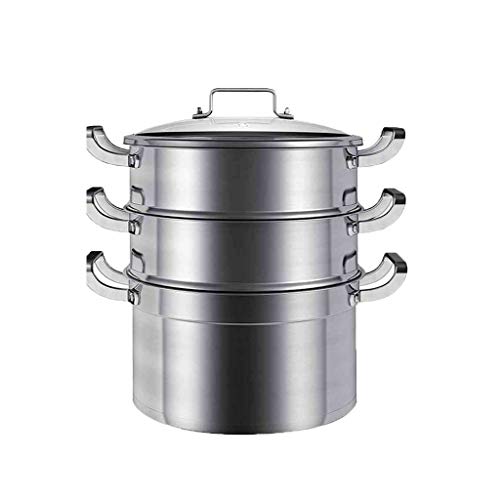 Vaporera de Acero Inoxidable Tres Capas de 3 Capas Gruesa Vaporera Cocina de inducción Olla doméstica Olla cocida al Vapor Bollo cocido al Vapor