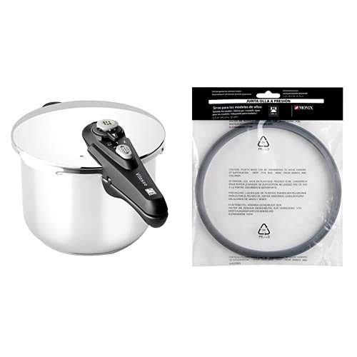 BRA Vitesse - Olla A Presión 4 Litros, Acero Inoxidable, Apto Para Todo Tipo De Cocina Incluida Inducción. + Monix A990932 - Junta Para Olla A Presión, Silicona, Capacidad 4, 6 Y 7 Litros