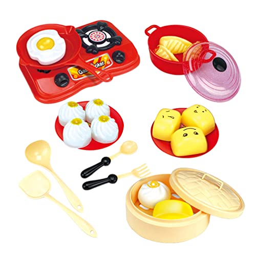 Juegos de Juguetes de Cocina 18 Piezas Juego de Plástico Juego de Cocina Olla Sartén Utensilios de Cocina Vapor Bollos Al Vapor Albóndigas para Juegos de Imaginación Casa Fiesta de Cumpleaños