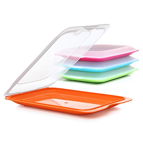 Tatay Set de 4 Unidades Porta Embutidos y Alimento Fresh, Libre de BPA, Reutilizables, Apilables, Apto Lavavajillas y Microondas, Color Mixto.Medidas 17 x 3,2 x 25,2 cm