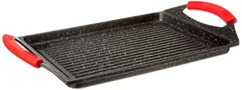 Parrilla para Hacer a la Plancha, con Revestimiento de Piedra, Negro, 45.5 x 27.2 x2.4 cm, de Euronovità, EN-22141
