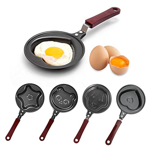 Mitening 4 Piezas Mini Sartén Antiadherente, Juego Sartén, Mini Sartén Para Tortillas, Sartén Recubrimiento Antiadherente Con Mango De Seguridad Aislante, Para Huevos, Tocino, Filetes (Negro)