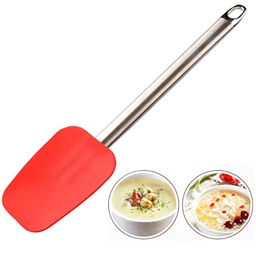 LOW&EE Espátula de silicona cocina-Lengua de Cocina-Antiadherente-Libre BPA-Cuchara para remover y mezclar-Resistente al calor con mango de acero inoxidable-Utensilio silicona cocina (Rojo)