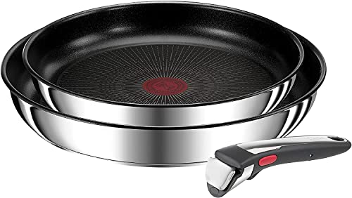Tefal Ingenio Preference On - Juego de 2 Sartenes + Mango extraíble: Sartenes de 24 y 28 cm, mango intercambiable, sartenes antiadherentes, revestimiento titanio, Thermo-signal, apto lavavajillas