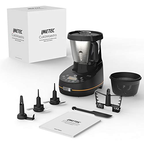 Imetec Cukò Maestro Robot de Cocina con cocción, 20 programas automáticos, 10 Funciones, amasar Pan y Pizza, Capacidad 2 l, 6 raciones, 8 Accesorios, Libro de Recetas 1000 W, Negro